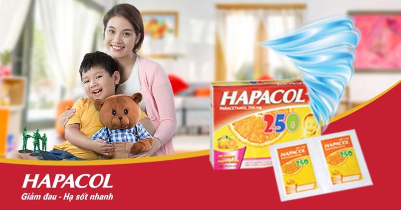 Sản phẩm Hapacol 250 giúp trẻ nhanh giảm đau hạ sốt