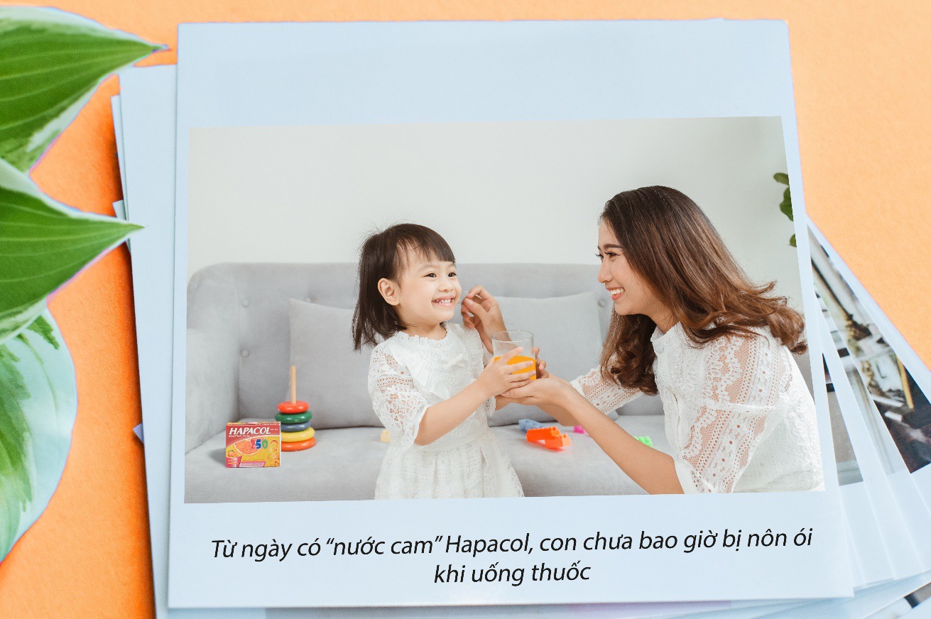 Với Hapacol 250 vị nước cam, con không còn bị nôn ói khi uống thuốc nữa