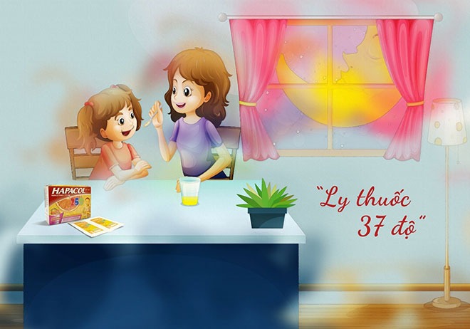 Mẹ thêm chút nước ấm để con có "ly thuốc 37 độ" dễ uống trong ngày trời lạnh